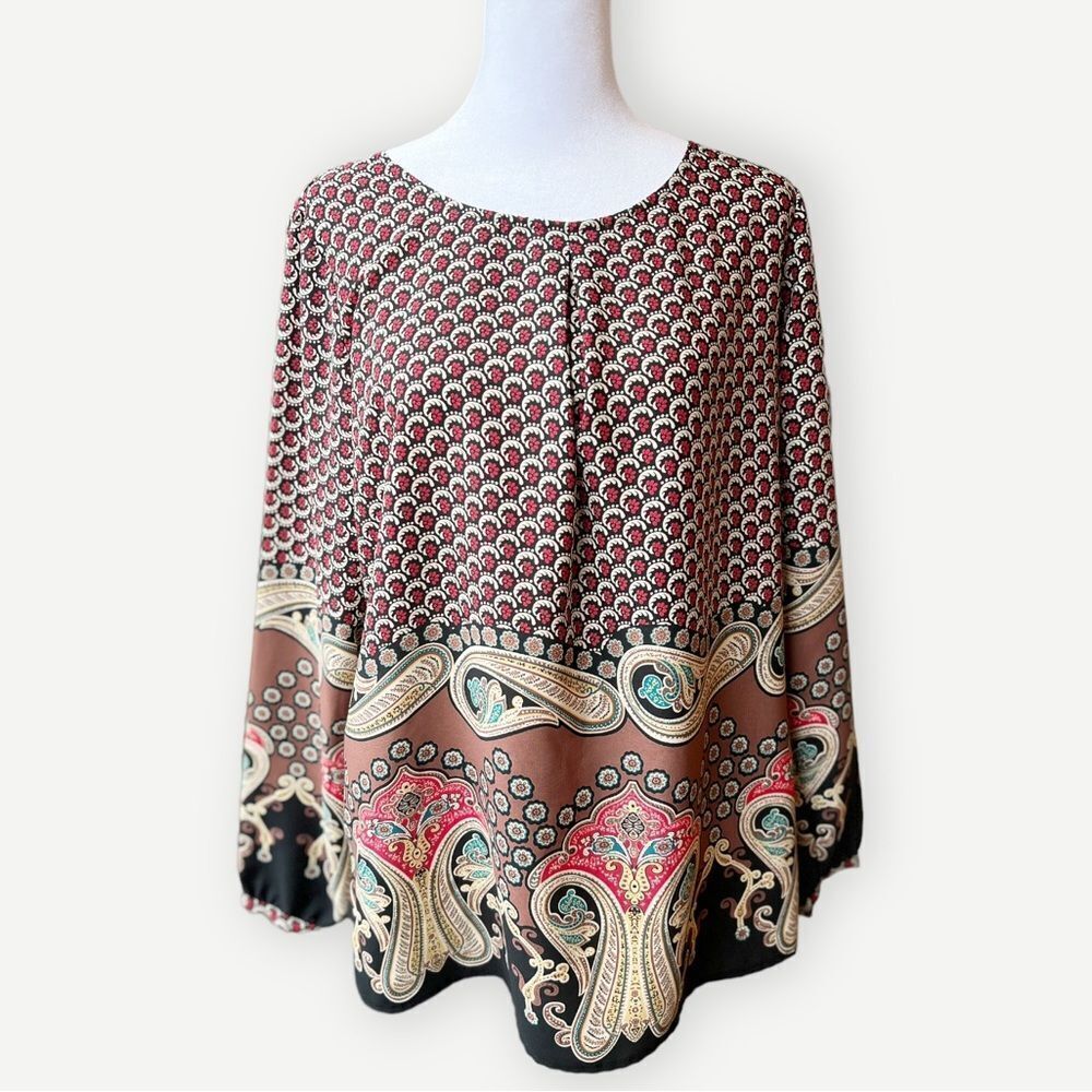 RMV Urban Concept Long Sleeve Abstract Print Flowy Boho Top Blouse Shirt. XL.